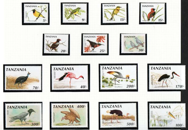 TANZANIA 1990 BIRDS UMM SET OF (X15) SINGLES. SG804-815. AS PER SCANS. LOVELY THEMATIC SET.