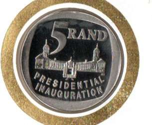 RSA 1994 PRESIDENTIAL ELECTION (MANDELA) COIN FDC 6.3c. AS PER SCANS. NICE ITEM.