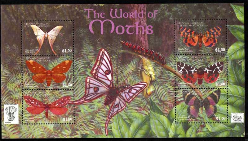 GRENADINES OF GRENADA 2001 MOTHS UMM SHEETLET OF (X4). AS PER SCANS. LOVELY THEMATIC ITEM.