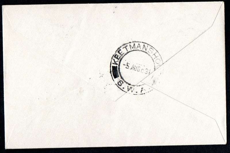 SWA 1931 AIRMAIL COVER WINDHOEK TO KEETMANSHOOP. AS PER SCANS. LOVELY ITEM.