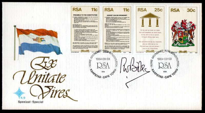 RSA 1984 NEW CONSTITUTION PW BOTHA SIGNED FDC. AS PER SCANS.