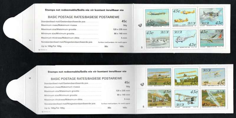 RSA 1993 AVIATION BOOKLETS 1-10 MINT AND COMPLETE. WHITE INSIDE COVERS + RED BOX ON REVERSE.