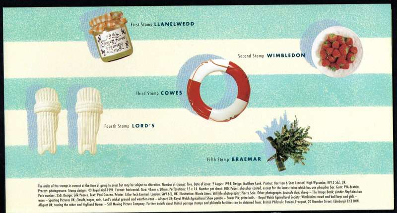 GB 1994 THE FOUR SEASONS - SUMMERTIME MINT PRESENTATION PACK NO 250. AS PER SCANS.