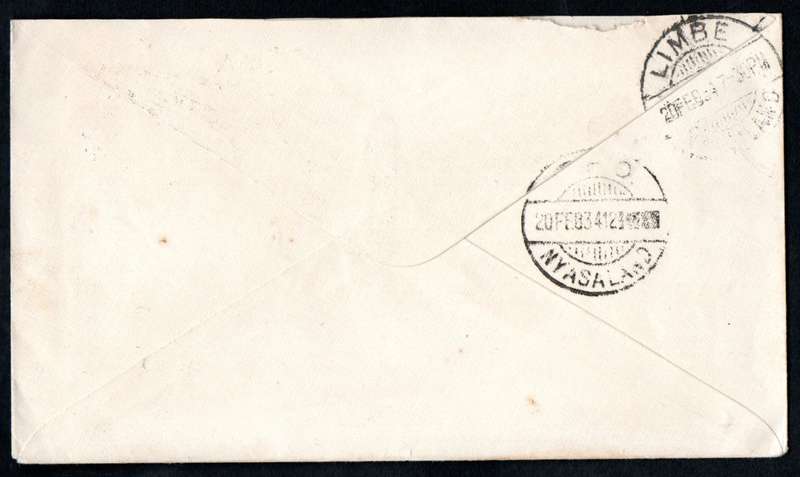 UNION 1934 COVER TO NYASALAND. SPECIAL 'ROYAL TOUR HRH PRINCE GEORGE' BILINGUAL OVAL CANCEL. RELIST!