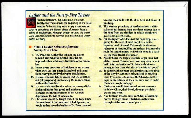 RSA 2017 500TH ANNI OF THE PROTESTANT REFORMATION (X6) PRIVATELY MADE COVERS. AS PER SCANS. NICE LOT