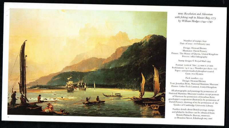 GB 1993 BIRTH ANNIV OF JOHN HARRISON (MARINE CHRONOMETER INVENTOR) MINT PRESENTATION PACK NO 235.