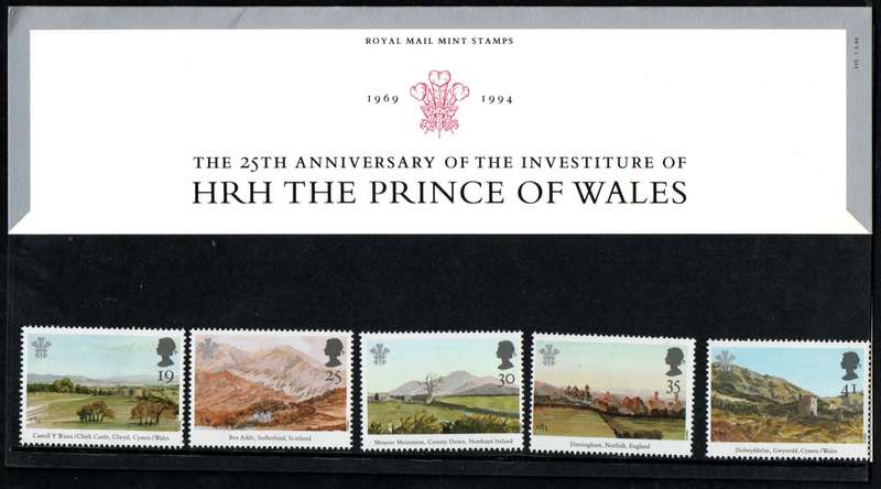 GB 1994 25TH ANNI OF INVESTURE OF PRINCE OF WALES PRESENTATION PACK NO 245. AS PER SCANS. NICE ITEM.