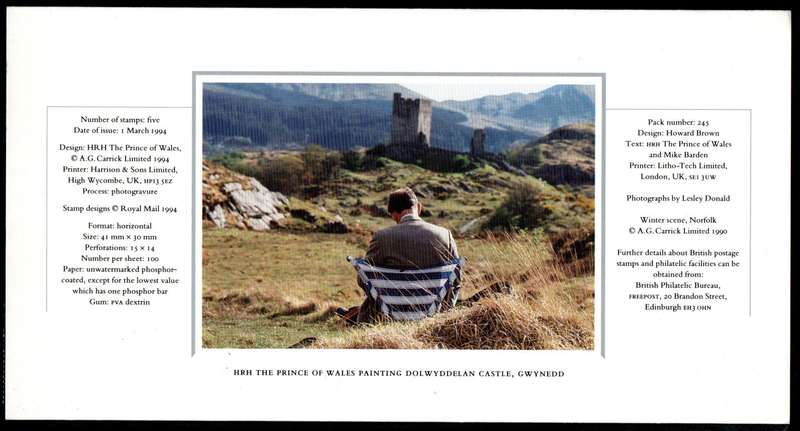 GB 1994 25TH ANNI OF INVESTURE OF PRINCE OF WALES PRESENTATION PACK NO 245. AS PER SCANS. NICE ITEM.