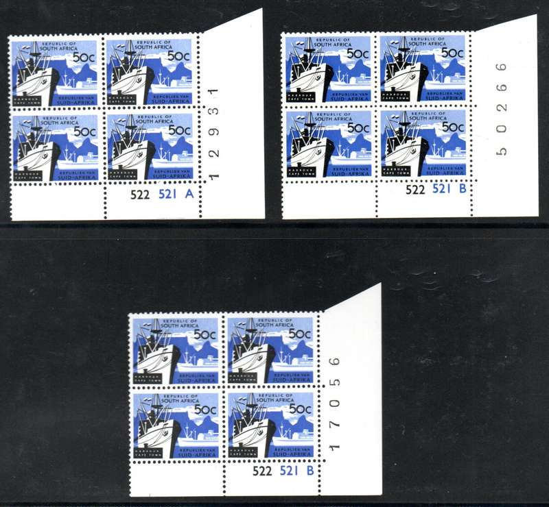 RSA 1ST DEF CLEARANCE OF 50c CONTROL BLKS UMM (ODD WITH MOUNT MARKS IN MARGIN). AS PER SCANS. BIG CV