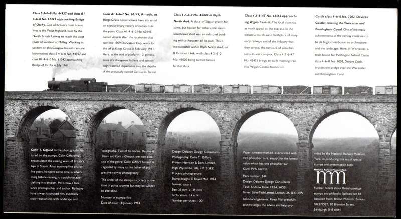 GB 1994 THE AGE OF STEAM MINT PRESENTATION PACK NO 244. AS PER SCANS. NICE ITEM.