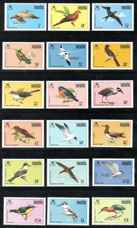 ANGUILLA 1985 BIRDS UMM SET OF (X18) VALUES. AS PER SCANS. SG659/75. CV GBP 48+. LOVELY THEMATIC SET