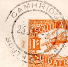 UNION 1932 IMPERIAL AIRWAYS FLIGHT COVER CAMBRIDGE SA TO SCOTLAND. AS PER SCANS.