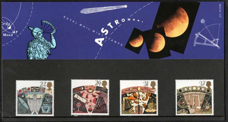 GB 1990 ASTRONOMY MINT PRESENTATION PACK NO 212. AS PER SCANS. NICE ITEM.