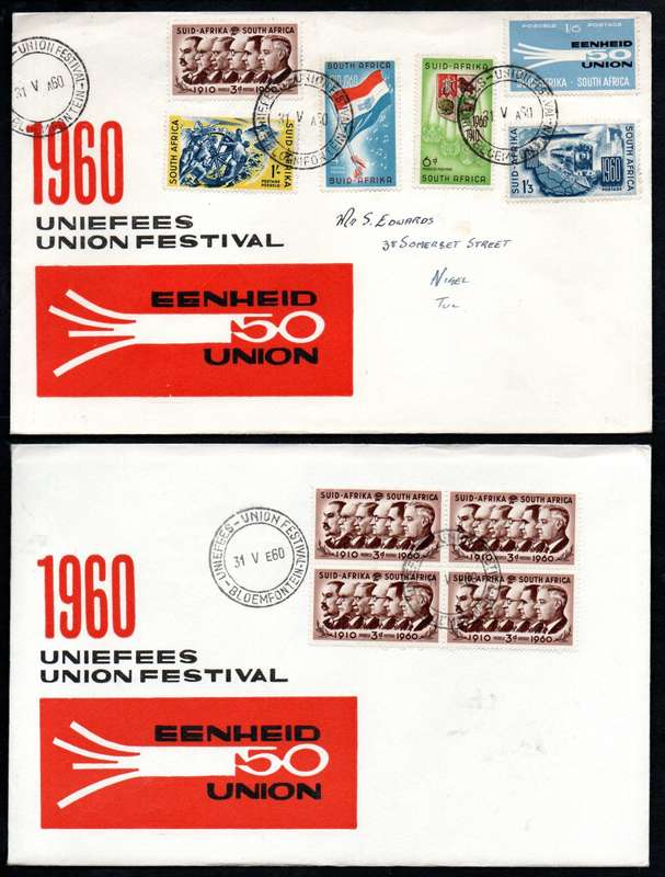 UNION 1960 CLEARANCE OF 50TH ANN OF UNION/UNIPEX ETC COVERS (X28). CONDITION ETC AS PER SCANS.