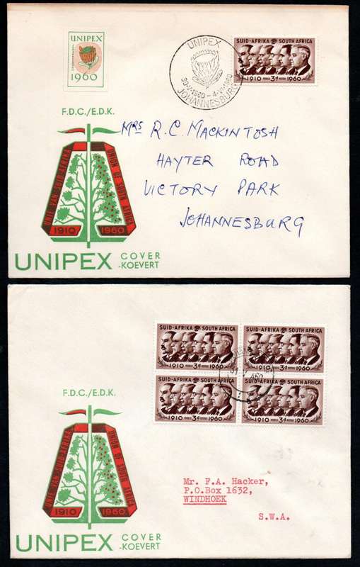 UNION 1960 CLEARANCE OF 50TH ANN OF UNION/UNIPEX ETC COVERS (X28). CONDITION ETC AS PER SCANS.