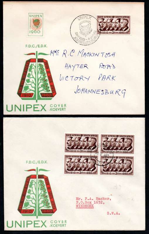 UNION 1960 CLEARANCE OF 50TH ANN OF UNION/UNIPEX ETC COVERS (X28). CONDITION ETC AS PER SCANS.