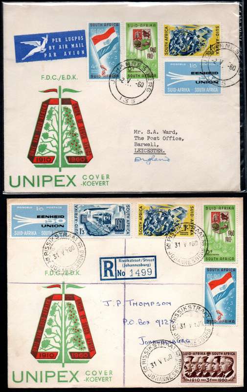 UNION 1960 CLEARANCE OF 50TH ANN OF UNION/UNIPEX ETC COVERS (X28). CONDITION ETC AS PER SCANS.