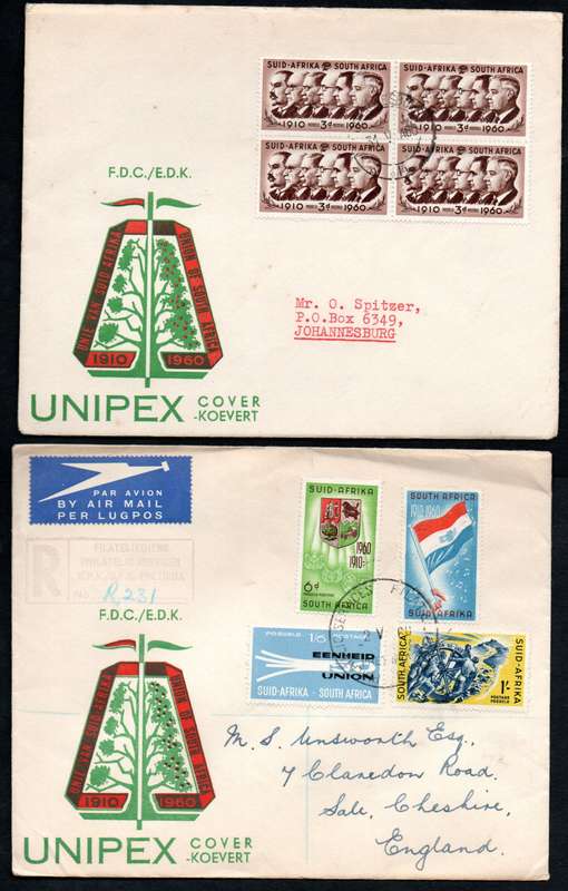 UNION 1960 CLEARANCE OF 50TH ANN OF UNION/UNIPEX ETC COVERS (X28). CONDITION ETC AS PER SCANS.