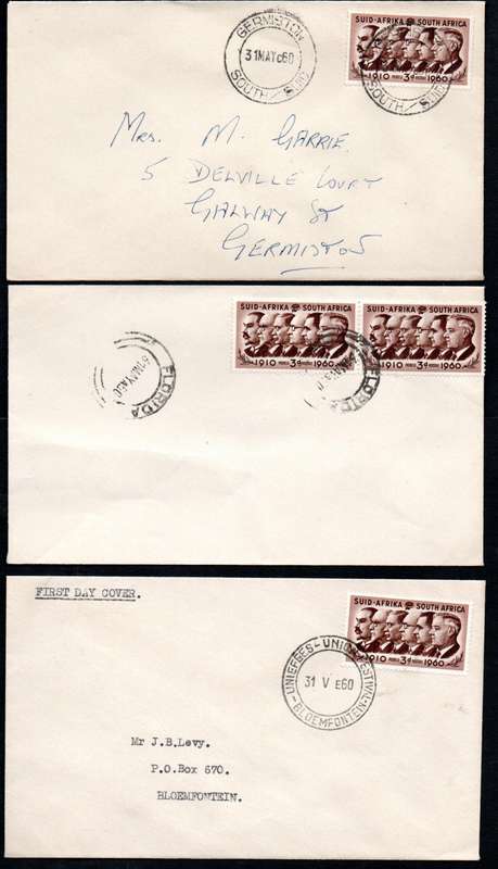 UNION 1960 CLEARANCE OF 50TH ANN OF UNION/UNIPEX ETC COVERS (X28). CONDITION ETC AS PER SCANS.