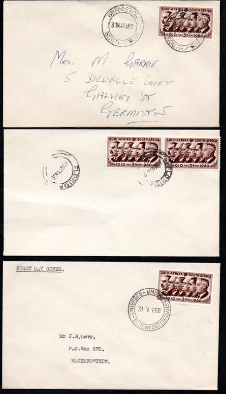 UNION 1960 CLEARANCE OF 50TH ANN OF UNION/UNIPEX ETC COVERS (X28). CONDITION ETC AS PER SCANS.