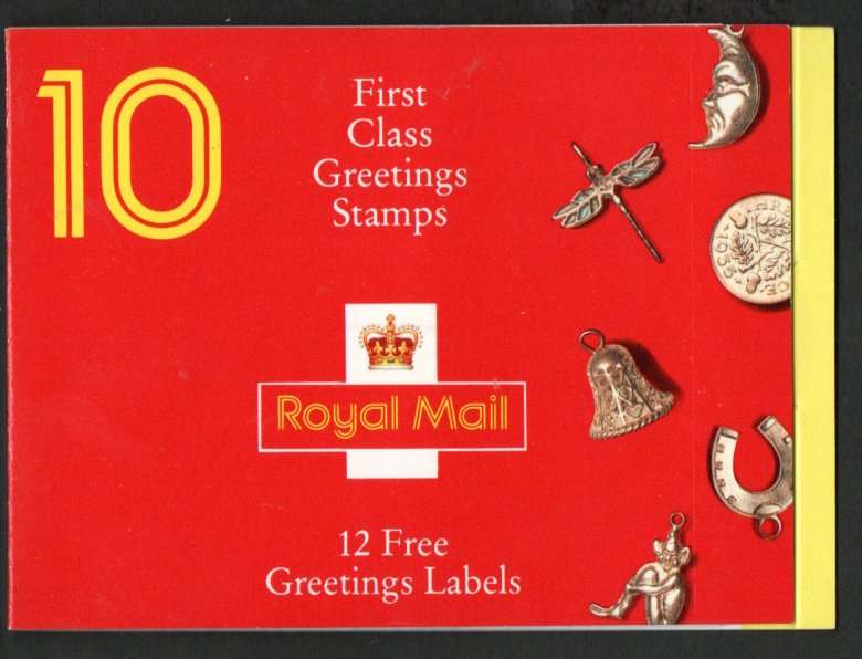 GB 1991 GREETINGS STAMPS BARCODE BOOKLET GOOD LUCK CHARMS DESIGN MINT. SGKX2. CV GBP 15