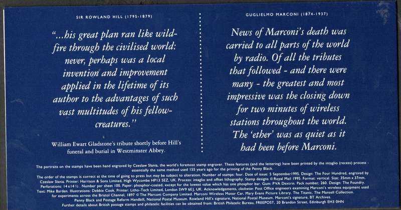 GB 1995 PIONEERS OF COMMUNICATION MINT PRESENTATION PACK NO 260. AS PER SCANS. GREAT ITEM.
