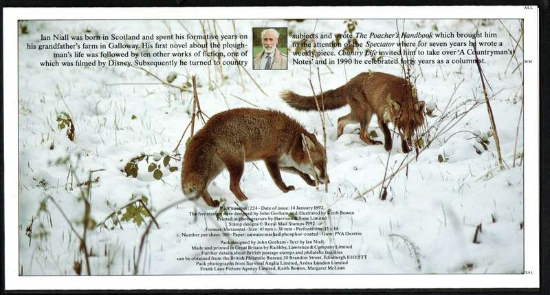 GB 1992 THE FOUR SEASONS: WINTERTIME MINT PRESENTATION PACK NO 224. AS PER SCANS. LOVELY ITEM.