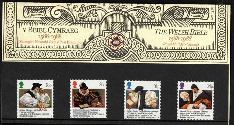 GB 1988 400th anni of Welsh Bible presentation pack 188 mint.