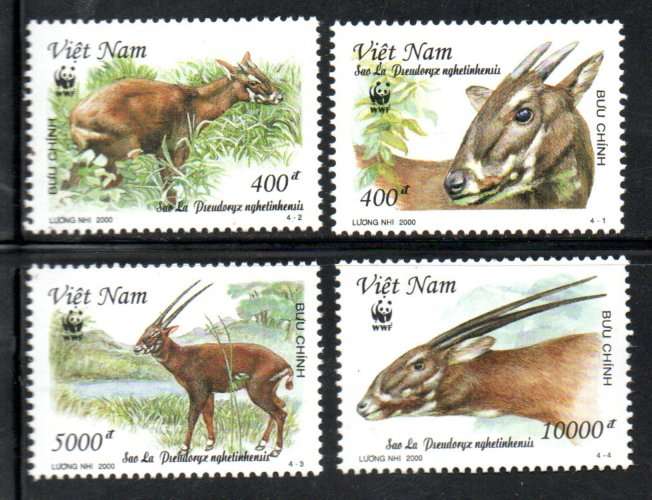 VIETNAM 2000 ENDANGERED SPECIES (SAO LA, WWF) UMM SET OF (X4) SINGLES. SG2325-8. NICE THEMATIC SET.