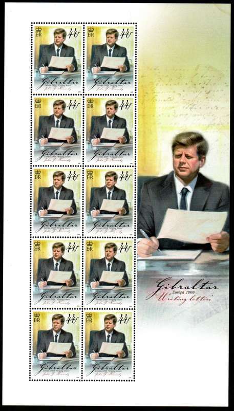 GIBRALTAR 2008 WRITING LETTERS (FAMOUS PEOPLE) SET OF (X4) SHEETS OF (X10). SG1275/8. CV GBP 97.5!