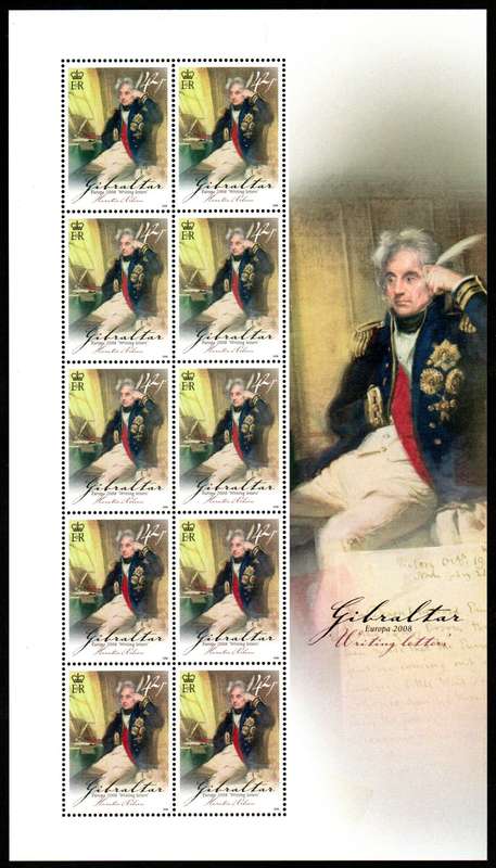 GIBRALTAR 2008 WRITING LETTERS (FAMOUS PEOPLE) SET OF (X4) SHEETS OF (X10). SG1275/8. CV GBP 97.5!