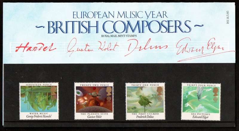 GB 1985 British composers presentation pack no 161 with mint stamps. - as per scans.