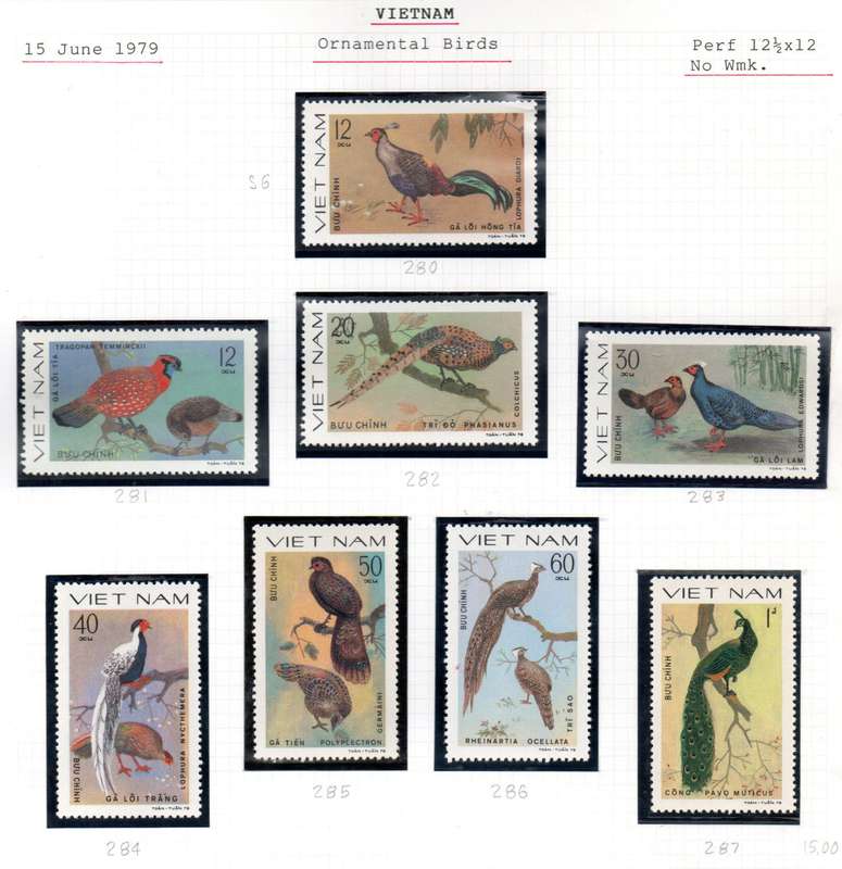 VIETNAM 1979 ORNAMENTAL BIRDS UMM SET OF (X8) SINGLES. SG280/7. LOVELY THEMATIC SET.