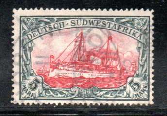 GERMAN SWA 1906-19 5 MARK USED SINGLE. LOZENGES WMK. SACC34. AS PER SCANS. CV R6500.