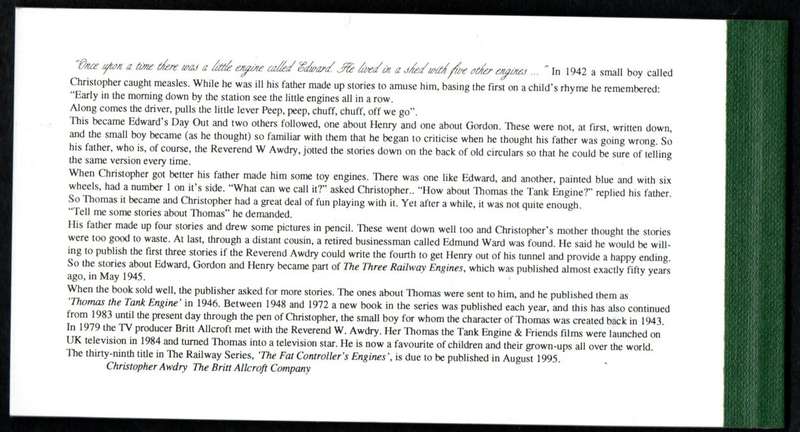 ISLE OF MAN 1995 THOMAS THE TANK ENGINE'S DREAM MINT AND COMPLETE BOOKLET. AS PER SCANS. LOVELY ITEM