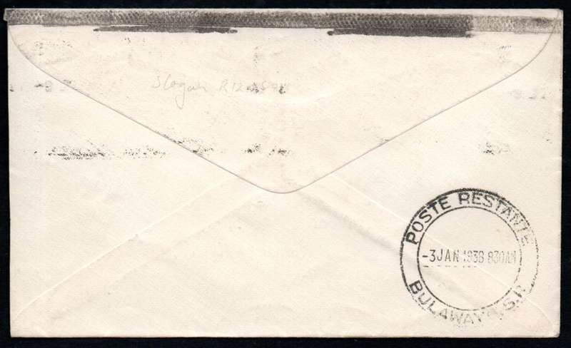 UNION 1938 INAUG DAILY AIRMAIL SERVICE COVER XMAS CINDERELLA/AIRMAIL LABEL TIED, SLOGAN CANCELS ETC