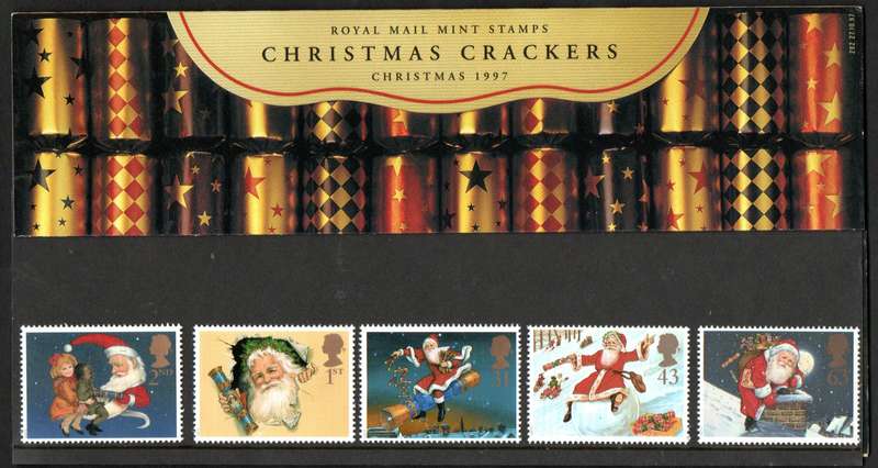 Gb 1997 Christmas. 150th ann of the Christmas cracker presentation pack no 282 with mint stamps.