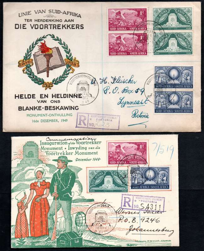 UNION 1949 INAUG OF THE VOORTREKKER MONUMENT SELECTION OF (X22) COVERS. CONDITION ETC AS PER SCANS.