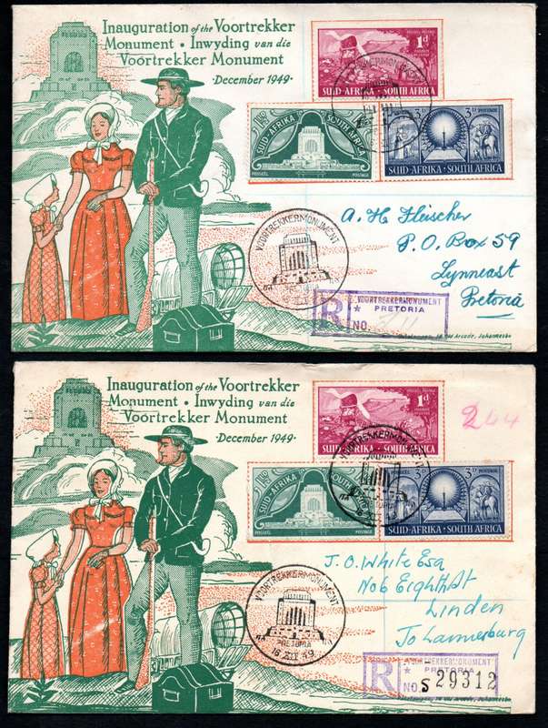 UNION 1949 INAUG OF THE VOORTREKKER MONUMENT SELECTION OF (X22) COVERS. CONDITION ETC AS PER SCANS.