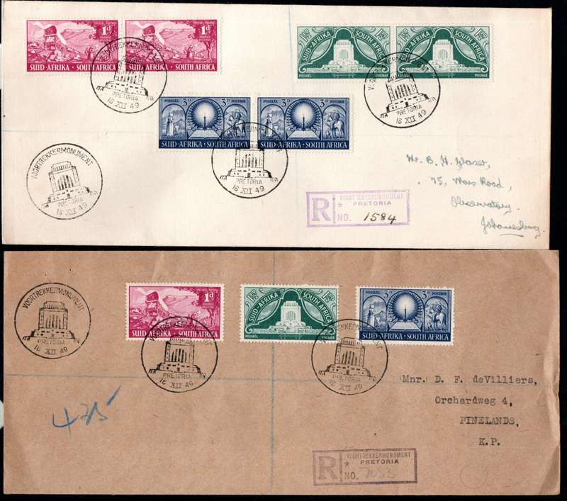 UNION 1949 INAUG OF THE VOORTREKKER MONUMENT SELECTION OF (X22) COVERS. CONDITION ETC AS PER SCANS.