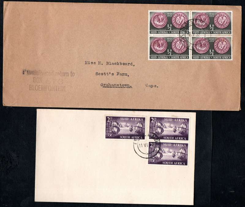 UNION 1952 TERCENTENARY OF VAN RIEBEECK SELECTION OF (X17) COVERS. CONDITION ETC AS PER SCANS.