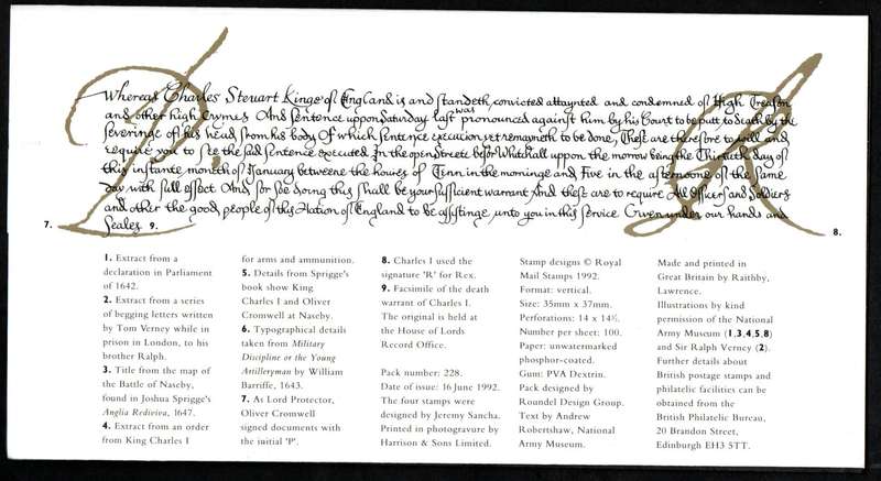 GB 1992 350TH ANNIV OF THE CIVIL WAR MINT PRESENTATION PACK NO 228. AS PER SCANS. LOVELY ITEM.