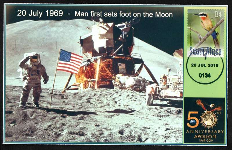 RSA 2019 50TH ANNIV APOLLO 11 'MAN FIRST SETS FOOT ON THE MOON' PRIVATELY MADE COVER. LOVELY ITEM.