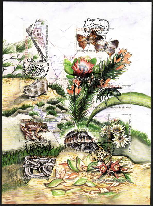 RSA 2004 THE ECOLOGY OF TABLE MOUNTAIN MINT SELF-ADHESIVE SHEETLET + CTO SHEETLET. CV R540.