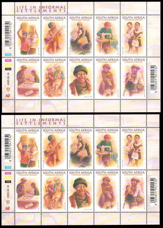 RSA 2003 LIFE IN INFORMAL SETTLEMENTS (X2) DUPLICATE UMM SHEETS. SACC1548. TOTAL CV R500.