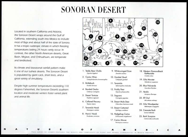 USA 1999 NATURE OF AMERICA SONORAN DESERT SELF-AD SHEET. SGMS3578. CV GBP 9. AS PER SCANS. READ.