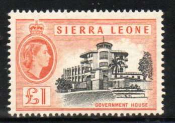 SIERRA LEONE 1956-61 QEII 1 POUND LMM SINGLE. SG222. AS PER SCANS. TOP VALUE OF THE SET. CV GBP 40.