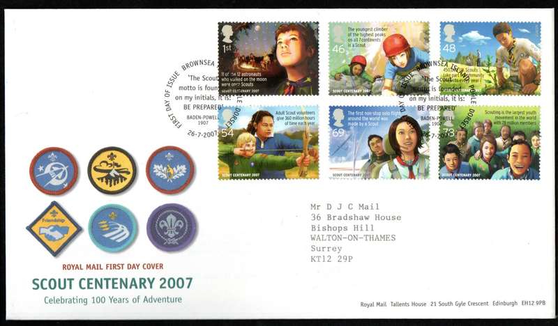 GB 2007 CENTENARY OF SCOUTING FIRST DAY COVER (BROWNSEA ISLAND). AS PER SCANS. CV GBP 10.