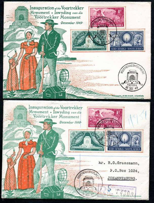 UNION 1949 INAUG OF THE VOORTREKKER MONUMENT SELECTION OF (X20) COVERS. CONDITION ETC AS PER SCANS.