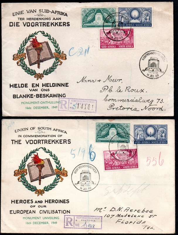 UNION 1949 INAUG OF THE VOORTREKKER MONUMENT SELECTION OF (X20) COVERS. CONDITION ETC AS PER SCANS.